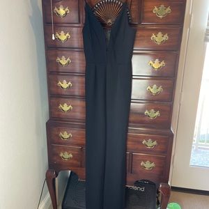 Black Jumpsuit with Lace and Open Back Women’s size Small